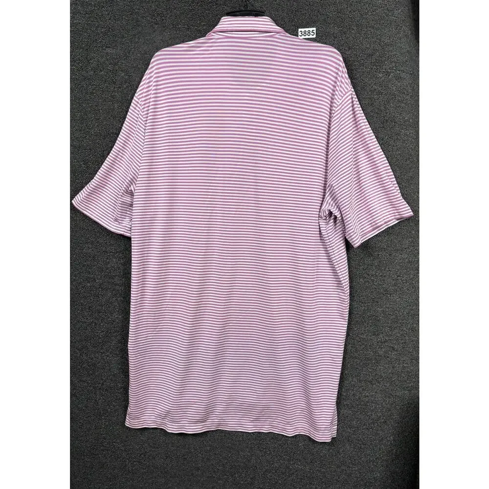 RLX Ralph Lauren Golf Performance Polo Shirt Mens Size XL Pink Striped Stretch